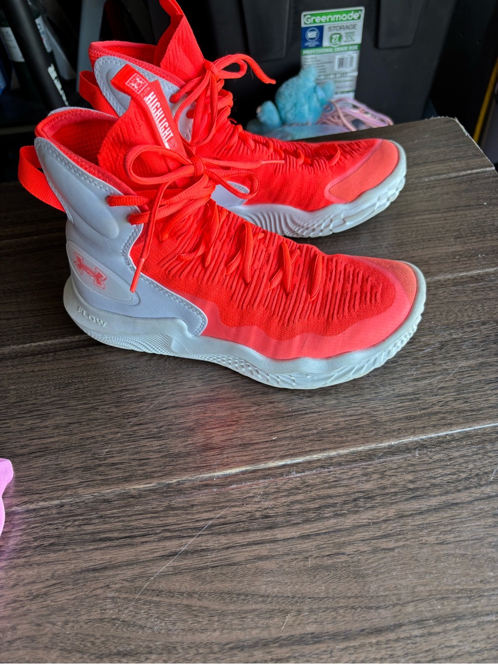 Under Armour Youth High-Top Basketball Shoes Red and White